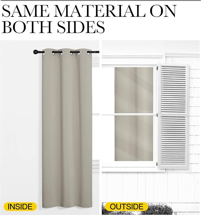 NICETOWN Kitchen Curtains for Decoration, Thermal Insulated Grommet Room Darkening Draperies/Panels for Laundry (Natural, 2 Panels, W42 x L48 inches)