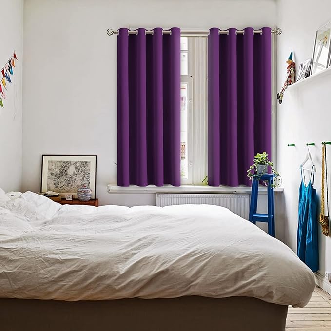 BGment Blackout Curtains - Grommet Thermal Insulated Room Darkening Bedroom and Living Room Curtain, Set of 2 Panels (52 x 54 Inch, Royal Purple)
