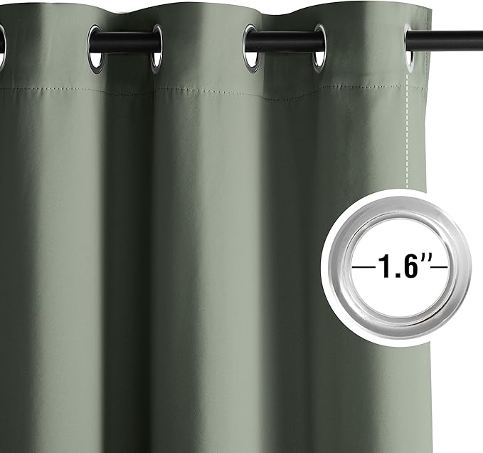 NICETOWN Room Darkening Draperies Curtains Panels, 2 Panels Dark Mallard W52 x L84