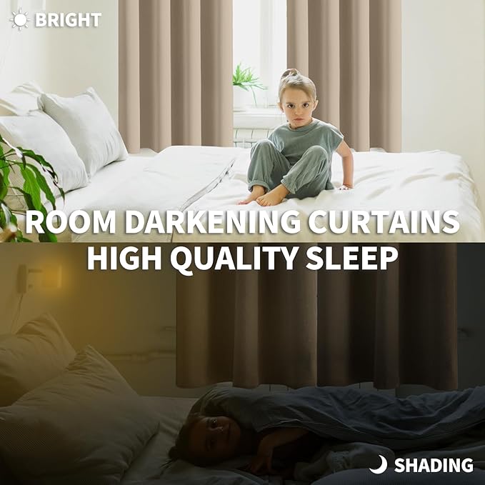 BGment Blackout Curtains - Grommet Thermal Insulated Room Darkening Bedroom and Living Room Curtains, Set of 2 Panels (38 x 45 Inch, Sand)
