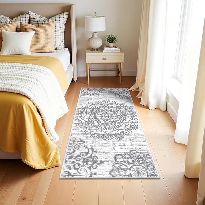 HEBE Hallway Runner Rug 2'x4' Washable Vintage Distressed Area Rugs Non Slip Laundry Rug Runner Boho Floor Carpet Runners for Hallways Entryway Laundry Room Kitchen Bathroom