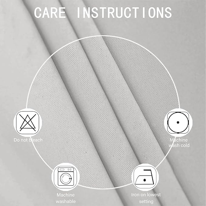 LEMOMO Blackout Curtains 38 x 84 inch/Light Grey Curtains Set of 2 Panels/Thermal Insulated Room Darkening Bedroom Curtains