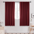 Deconovo Rod Pocket and Back Tab Curtains Solid Thermal Insulated Blackout Curtains for Bedroom 52Wx63L Inch Burgundy Red 2 Panels