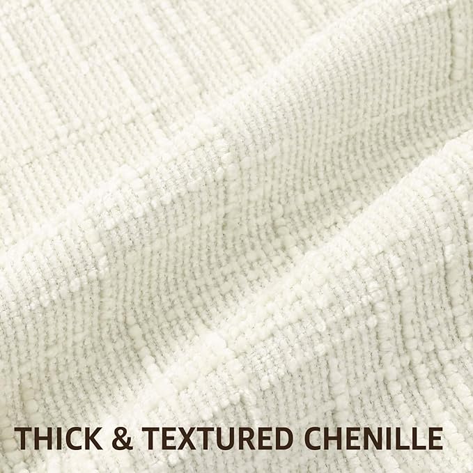 decorUhome Summer Cream White Chenille Throw Pillow Covers 16x16 Set of 2 Textured Soft Cozy Slubby Couch Pillow Covers Modern Farmhouse Boho Decorative Pillow Cases for Bed Sofa Living Room
