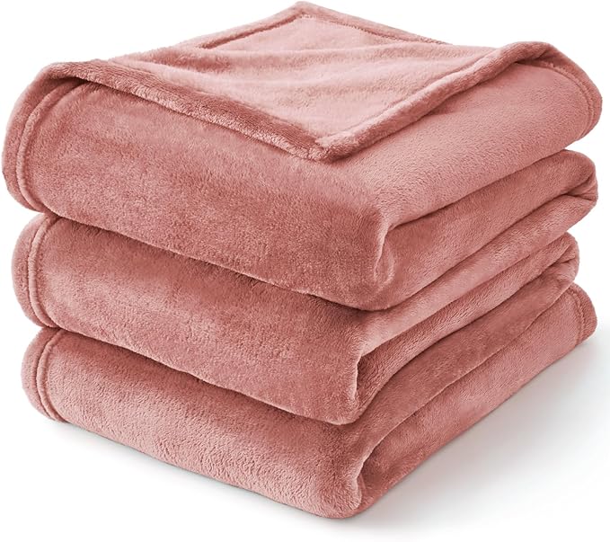 BEDELITE Fleece Blanket Dusty Pink Throw Blankets for Couch & Bed, Luxury Plush Cozy Fuzzy Blanket 50x60 inches, Super Soft Warm Lightweight Throw Blanket for Travel Camping