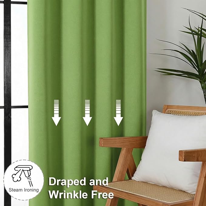 Simplebrand Ava Lime Short 36 Inches Blackout Curtain 2 Panels Set, Half Window Rod Pocket Privacy Curtain Tiers for Kitchen, Curtains Blackout for Bathroom Shades, W40 x L36 Inch, Lime