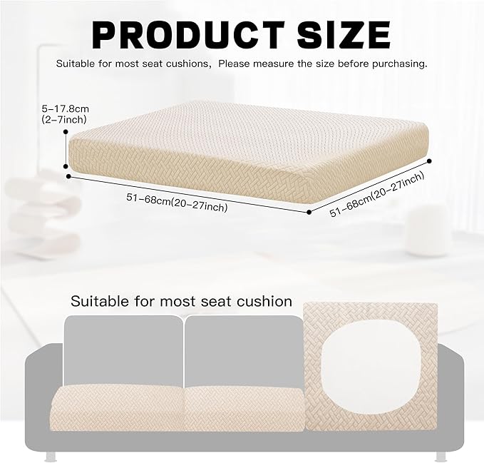 8Pcs Outdoor Cushion Covers, Patio Cushion Covers,Stretch Elastic Slipcovers, Replacement Washable Furniture Protector for Patio Couch,Thick Jacquard Textured Twill Fabric(Mustard Yellow,Cover Only)