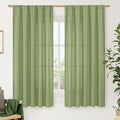 LAMIT Sage Green Linen Curtains 63 inch Length for Bedroom, Faux Linen Light Filtering Window Treatments Neutral Rod Pocket Drapes for Living Room/Farmhouse, 2 Panels Set, 52 x 63 Inch
