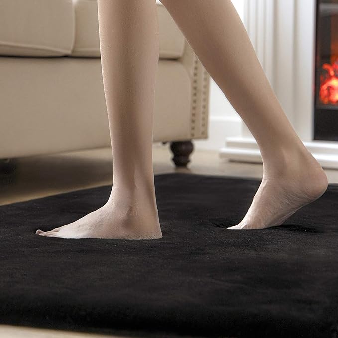 Ashler Faux Fur Rug, Ultra Soft Faux Rabbit Fur, Black Area Rugs, 3 x 5 Feet Rectangle, Machine Washable Nursery Decor Throw Rugs for Bedroom, Kids Room, Living Room