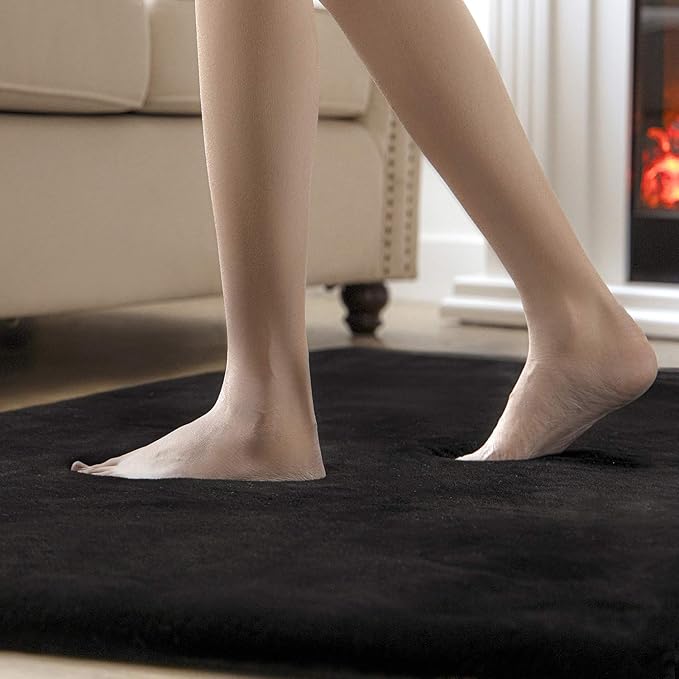 Ashler Faux Fur Rug, Ultra Soft Faux Rabbit Fur, Black Area Rugs, 2.2 x 6 Feet Rectangle, Machine Washable Nursery Decor Throw Rugs for Bedroom, Kids Room, Living Room
