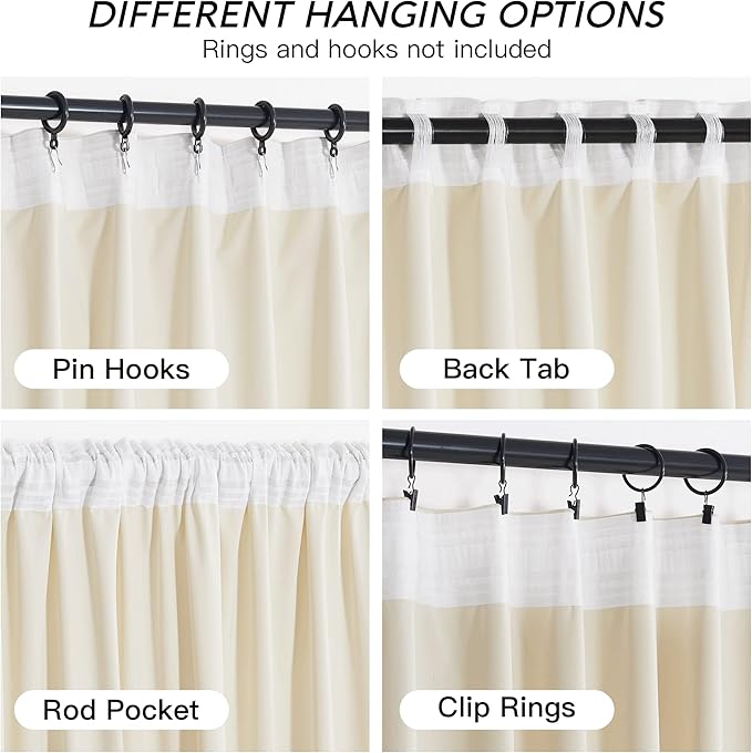 RYB HOME Cream Velvet Curtains 84 inch, Light Dimming White Window Curtains for Living Room Thermal Insulated Privacy Backdrop with Pleat Tape on Top for Bedroom, Ivory, W52 x L84 inch, 2 Panels