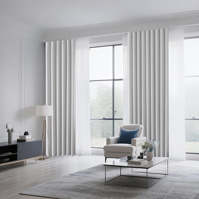 CUCRAF Custom Blackout Curtains for Bedroom Living Room, Rod Pocket Room Darkening Curtain Thermal Insulated Light Blocking Window Drapes 1 Panel (Custom Size, Greywish White)