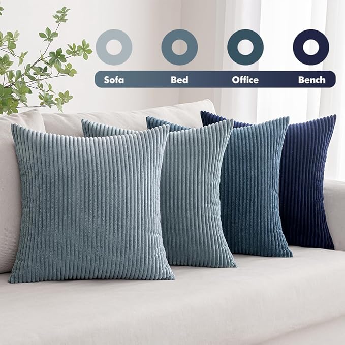 MIULEE Summer Throw Pillow Covers 18x18 Inch Set of 4 Western Neutral Decorative Cushion Covers Soft Boho Farmhouse Modern Coastal Spring Decor for Couch Bed Sofa Living Room Dark Blue Navy Series