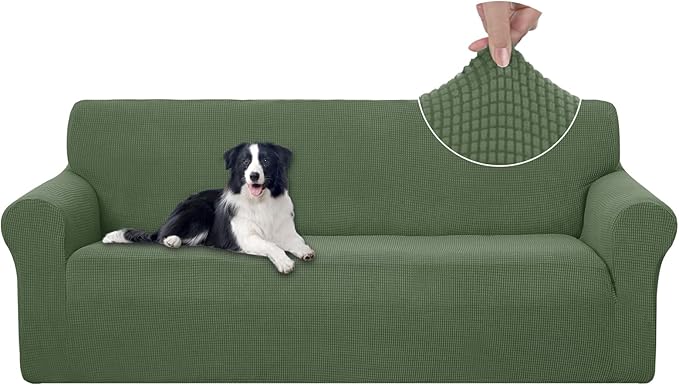 U-NICE HOME Stretch Couch Cover Sofa Cover Washable Sofa Slipcover Furniture Protector for 3 Cushion Couch Sofa Pet Friendly(Sofa, Loden Frost)