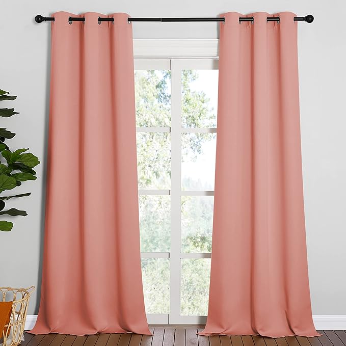 NICETOWN Coral Room Darkening Curtain Drapes - Window Treatment Light Blocking Privacy Curtain Panels for Home Decoration (Set of 2, 42 inches by 95-inch)