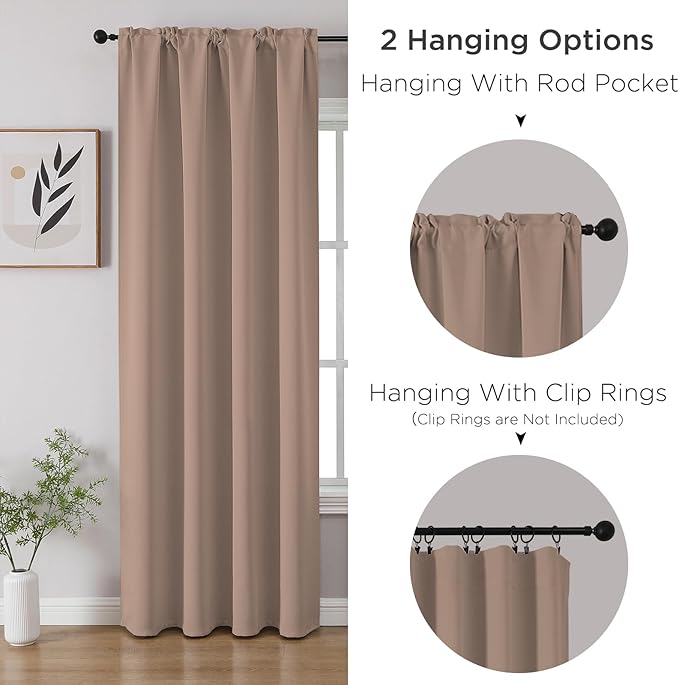 CUCRAF Khaki Blackout Curtains Customize, Rod Pocket Room Darkening Curtain for Bedroom Living Room, Thermal Insulated Window Drapes 1 Panel (Custom Size, Color)