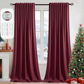 MIULEE Christmas Wine Red Back Tab Blackout Curtains 102 Inch Long 2 Panels Set for Bedroom, Rod Pocket/Pinch Pleated Thermal Insulated Living Room Darkening Light Blocking Floor to Ceiling Drapes