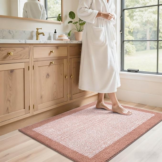 48x32 Large Bathroom Rugs Washable Non Slip, Pink Bath Mat for Bathroom Floor Tub, Soft Absorbent Quick Dry Mats for Shower, Bathtub,Home Decor