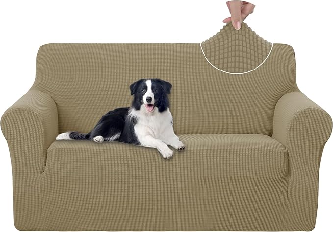 U-NICE HOME Loveseat Cover Stretch Couch Cover Sofa Cover Sofa Slipcover Furniture Protector for 2 Cushion Couch Sofa Pet Friendly(Loveseat, Sand)