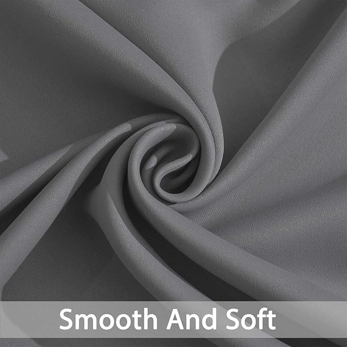 Yakamok Gray Blackout Curtain Panels 96 inches - Light Reducing Thermal Insulated Solid Grommet Blackout Curtains/Panels/Drapes for Living Room 1 Panel, 52 inches by 96 Inch, Grey