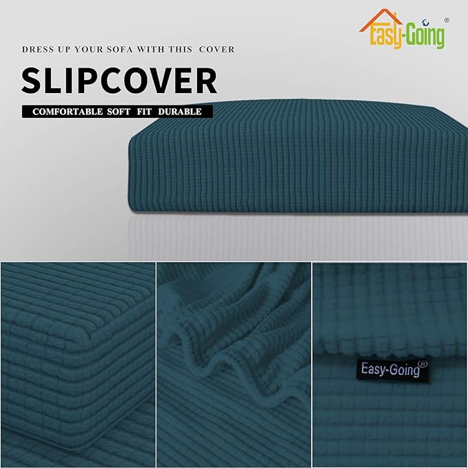 Easy-Going Stretch Loveseat Cushion Cover Sofa Cushion Furniture Protector Sofa Seat Sofa Slipcover Sofa Cover Soft Flexibility with Elastic Bottom(Loveseat Cushion, Deep Teal)
