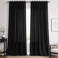 Nanspring Black 102 inch Linen Curtains for Living Room Privacy Semi Sheer Curtains Back Tab and Rod Pocket Simple Modern Linen Blend Curtain for Bedroom/Office Large Window 70x102,2 Panel