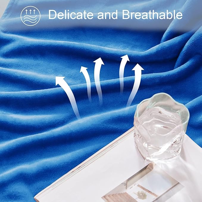 Exclusivo Mezcla Fleece Blanket Twin Size for Bed, Super Soft and Warm, All Season, Cozy, Plush, Lightweight, 60x80 Inches Cobalt Blue