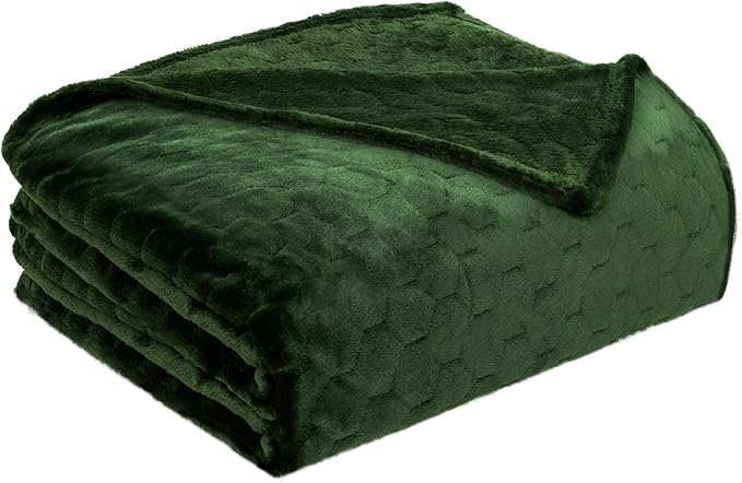 TOONOW Fleece Blanket Super Soft Cozy Throw Blanket 50" x 60", Lightweight Fuzzy Comfy Textured Flannel Blanket Warm Plush Throw Blankets for Couch, Sofa, Bed, Olive Green