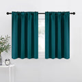 NICETOWN Teal Blackout Cafe Faux Silk Curtains for Small Windows, 42" Wide by 36" Long, 2 Panels, Rod Pocket Thermal Insulated Blackout Satin Drapes for Kitchen
