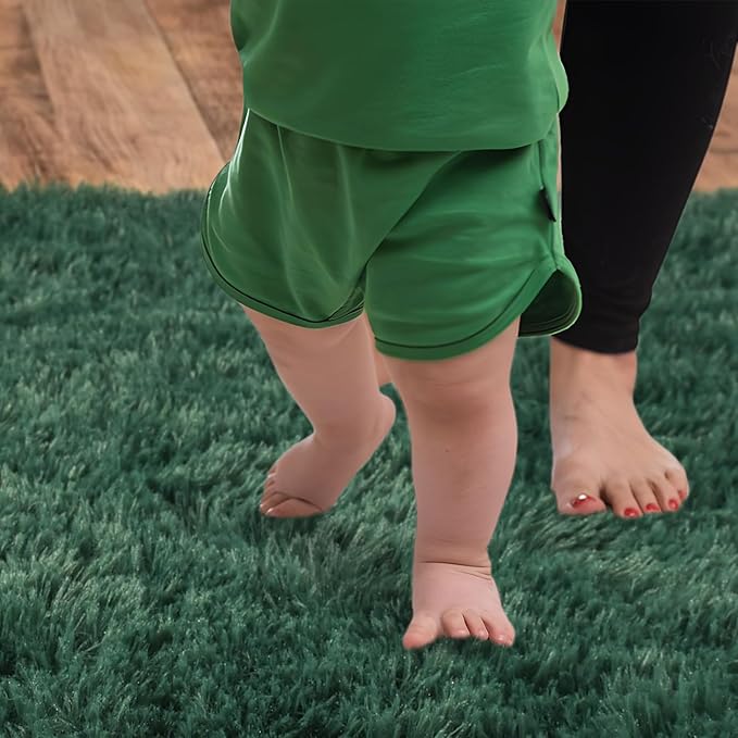 Soft Runner Rugs for Bedroom Hallways New Upgraded Non-Slip Bottom, 2x4 Green Fluffy Shag Throw Area Rug for Bedside Dorm, Long Shaggy Furry Carpet for Nursery Living Room