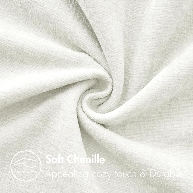 MIULEE Pack of 2 Couch Throw Pillow Covers 20x20 Inch Soft White Chenille Pillow Covers for Sofa Living Room Solid Dyed Pillow Cases