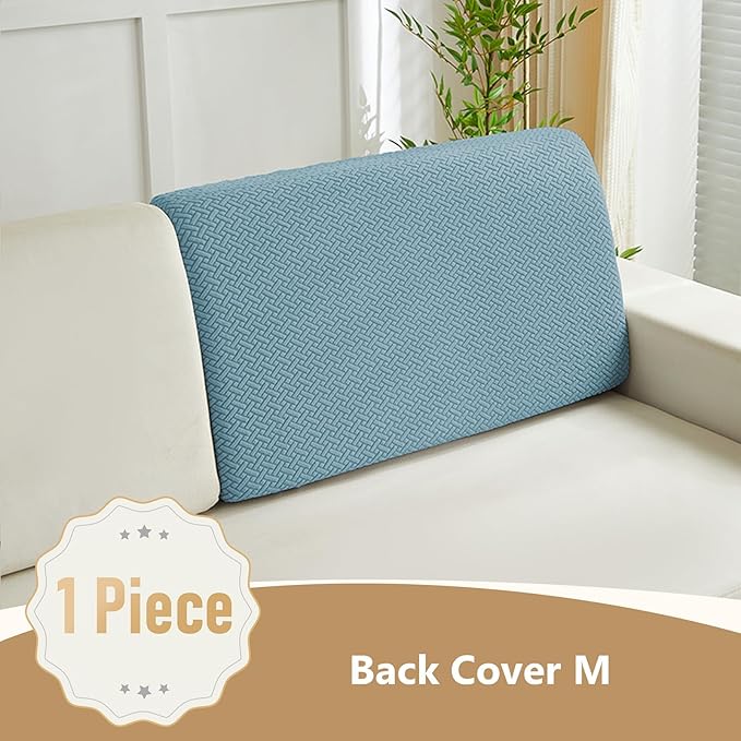 Couch Cushion Covers for Sofa Couch Covers Wear-Resistant Universal Sofa Cover Washable Stretch for Sectional Slipcovers (Texture-Sea Blue,Back Cover M)