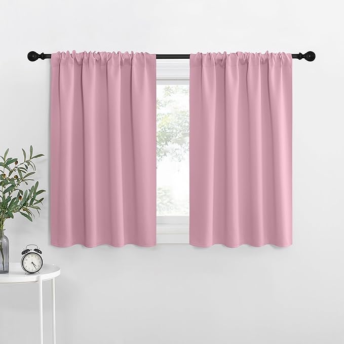 NICETOWN RV Blackout Curtains for Camper Windows, Rouge Pink, 29" Wide by 40" Long, 2 PCs, Short Blackout Curtains & Drapes, Thermal Insulated Blackout Curtain Panels for Kids Room, Play Room