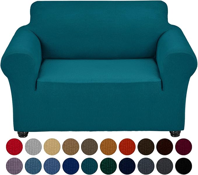 Joccun Stretch Chair Couch Cover,1-Piece Sofa Slipcover Spandex Jacquard Fabric Sofa Covers with Elastic Bottom,Washable Furniture Protector for Dogs,Cats,Kids(Armchair,Peacock Blue)