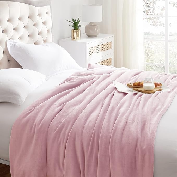 Fleece Blanket Twin Size Pink Lightweight Super Soft Cozy Luxury Bed Blanket Microfiber