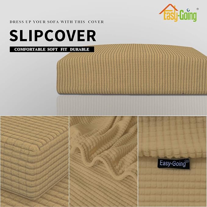 Easy-Going Stretch Cushion Cover Sofa Cushion Furniture Protector Sofa Seat Sofa slipcover Sofa Cover Soft Flexibility with Elastic Bottom(Sofa Cushion,Golden)