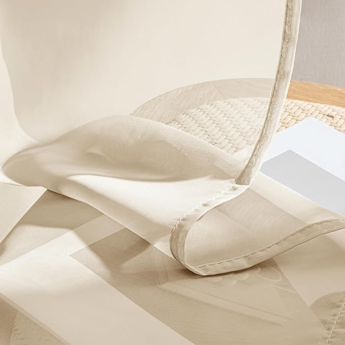 MIULEE Butter Cream Sheer Curtains 72 Inches Long, 4 Panels Set, Rod Pocket Voile Drapes Light Filtering and Semi Transparent, Elegant Window Treatments for Bedroom Living Room,42 x 72 Inches