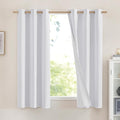 NICETOWN 100% Absolutely Blackout Linen Curtains with Thermal Insulated White Liner, White, 42 inches Wide, 63 inches Length Energy Saving Curtains for Cupboard 2 Panels Set, Vertical Blinds