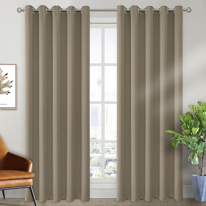 BGment Room Darkening Curtains 84 Inches Long - Grommet Thermal Insulated Drapes Window Treatment Curtains for Bedroom, 2 Panels, 70 x 84 Inch, Cocoa