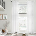 Nanspring White Linen Curtains 216 Inches Long for Living Room Extra Long Back Tab Curtains Farmhouse Light Filtering Semi Sheer Linen Drapes Ceiling to Floor for Large Window 2 Panels Set 52x216
