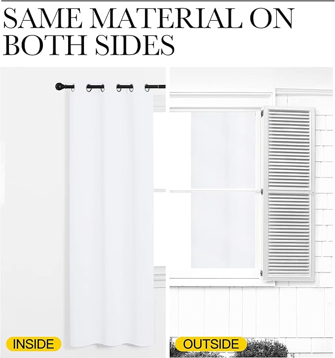 NICETOWN Long White Curtains for Patio - Home Decoration Grommet Top Drapes, White Bedroom Panels (42 inches Wide x 95 inches Long, White, 2 Panels)