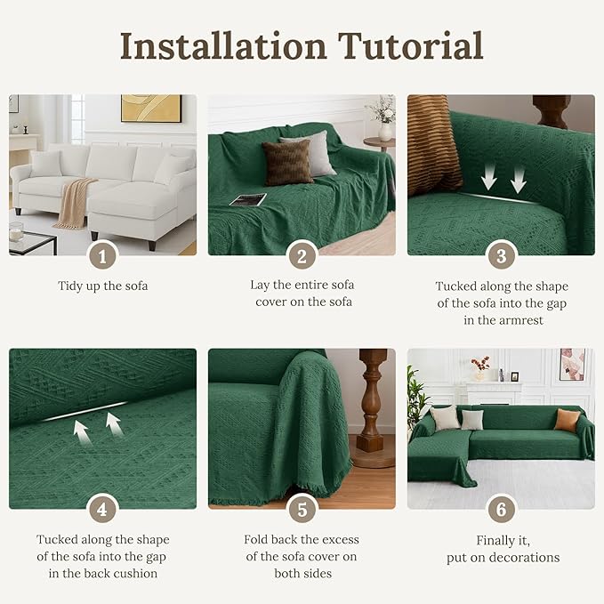 HOMERILLA Christmas Couch Covers,Sectional Couch Covers L Shaped Sofa Cover Blanket 2 Pieces L Shape Sofa Decoration Protector for Pets Dogs(Vintage Green, X-Large)