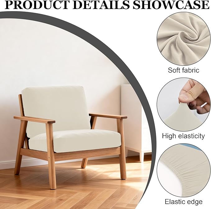 4Pcs Patio Stretch Cushion Covers,Outdoor Sofa Replacement Cover Slipcovers for Patio Furniture Cushion Covers, Washable Reusable Furniture Protector