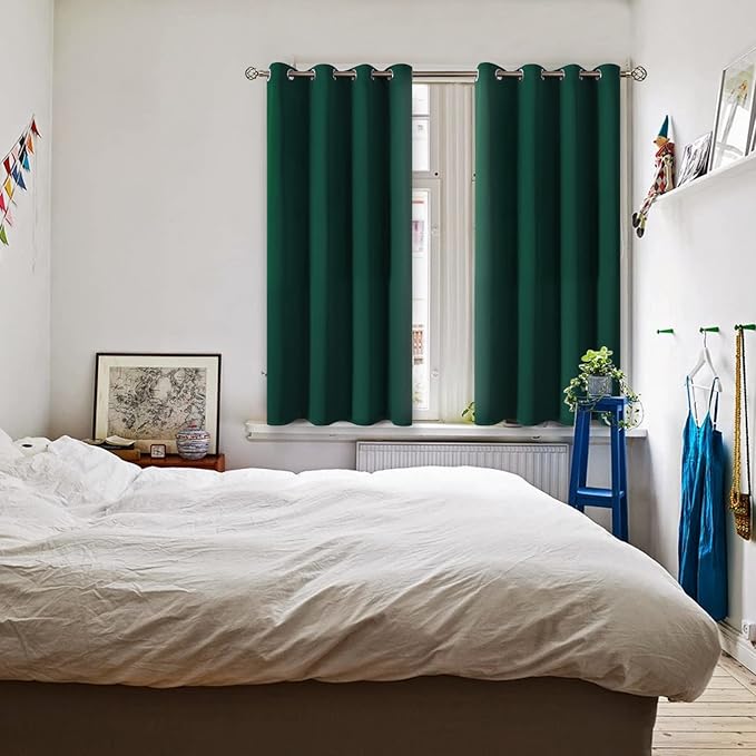 BGment Blackout Curtains - Grommet Thermal Insulated Room Darkening Bedroom and Living Room Curtain, Set of 2 Panels (52 x 45 Inch, Emerald)