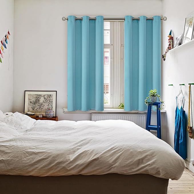 BGment Blackout Curtains - Grommet Thermal Insulated Room Darkening Bedroom and Living Room Curtains, Set of 2 Panels (38 x 54 Inch, Aqua)