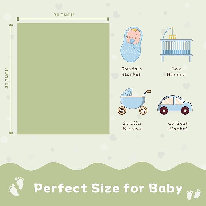 Yurhap Fleece Baby Blanket Heart Checkered Blanket, Ultra Soft Cozy Baby Blankets for Boys Girls, Fluffy Infant Toddler Newborn Receiving Blankets for Crib Stroller 30”×40” (Green)
