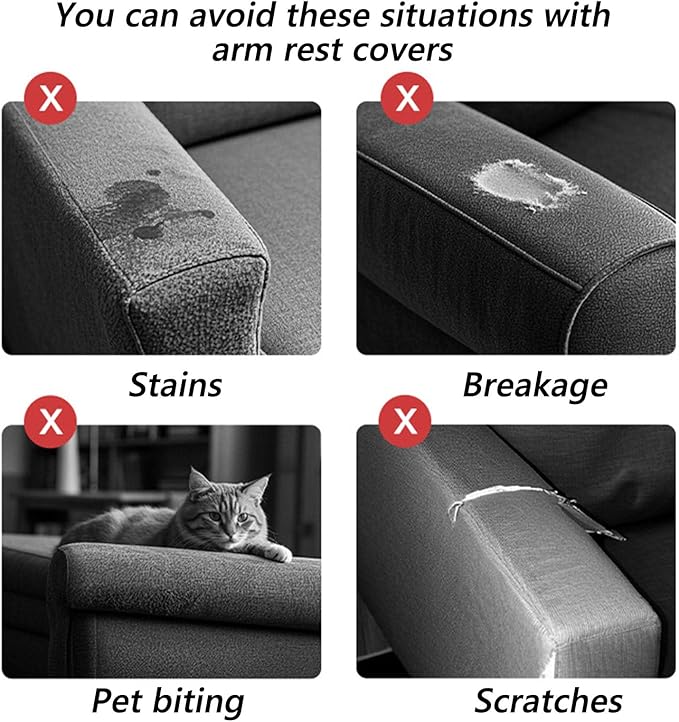 Soothing Home Sofa Covers, Sofa Hero Covers, Wear-Resistant Universal Couch Covers Washable Stretch Sectional Couch Cushion Covers (Coffee,Arm Rest Covers 2pcs)