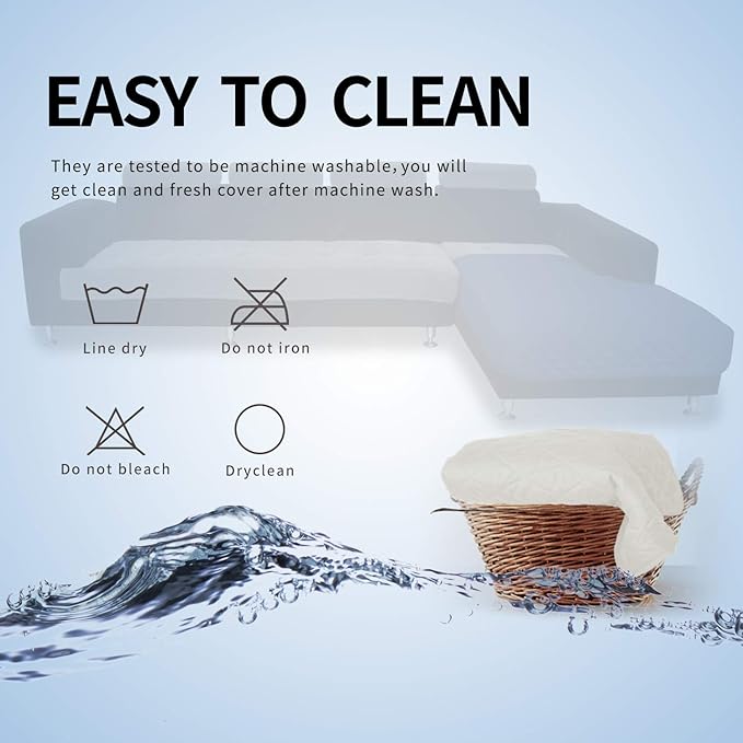 Easy-Going Sectional Couch Covers for Dogs L Shape Sofa Cover Reversible Sofa Slipcover Chaise Lounge Cover Furniture Protector Cover for Pets Dog Cat (42 x 68 inches, Ivory/Ivory)
