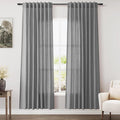 Nanspring Dark Grey Semi Sheer Curtains 72 Inches Long 2 Panels Set for Bedroom Privacy Back Tab Rod Pocket Light Filtering Drapes Cotton Linen Textured Farmhouse Living Room Curtain 52X72 Inches