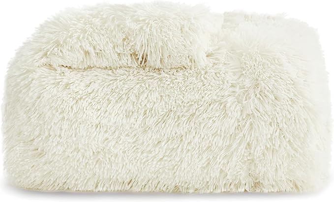 Bedsure GentleSoft Fluffy Cream Throw Blanket Decorative Blankets for Bed Couch Sofa, Cream Decor Sherpa Fleece Soft Cozy Fuzzy Plush Thick Warm Faux Fur Decorations, Ivory Girl Gifts, 50x60